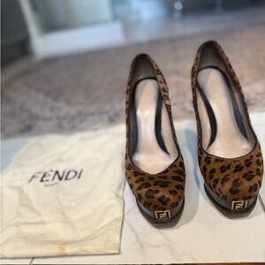 Fendi Brown Leopard Print Heels